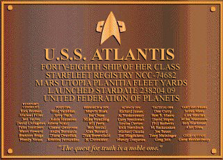 Atlantis dedication plaque