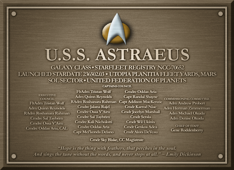 USS Astraeus Dedication Plaque
