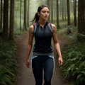 Her holodeck workout: Running in a forest