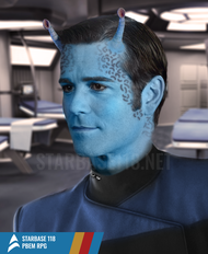 Lt. Cmdr V'Len Kel Chief Medical Officer/Second Officer LOA mid-mission