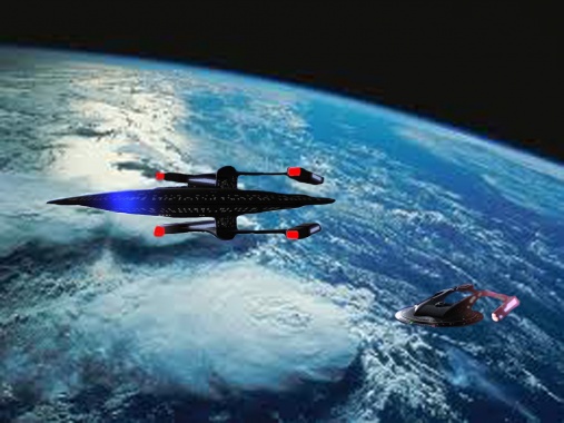 The USS Thunder and USS Ronin in orbit over Duronis II Photo by Ensign Alucard Vess