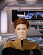 Trying on the new style of Starfleet uniform