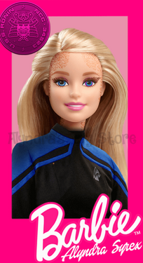 A doll based on the likeness of Ensign Alyndra Syrex by Alyndra Syrex