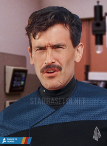 Ensign Beck with a mustache on his first arrival