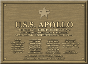 USS Apollo NCC-71669 Dedication Plaque