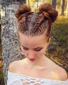 The braided space buns Haukea wore in her hair when dealing with a security matter at the Playhouse in the Dungeon of Starbase 118.