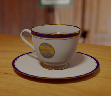 Personalized Starbase 118 tea cup, which Haukea drinks her morning coffee from.